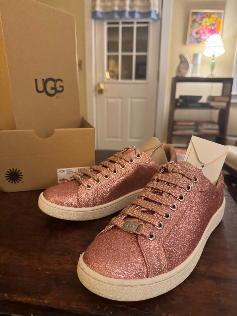UGG Women’s Rose Gold Glitter Low-Top Sneakers